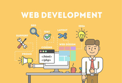 抽象矢量現(xiàn)代網(wǎng)頁開發(fā)主題的插圖設計